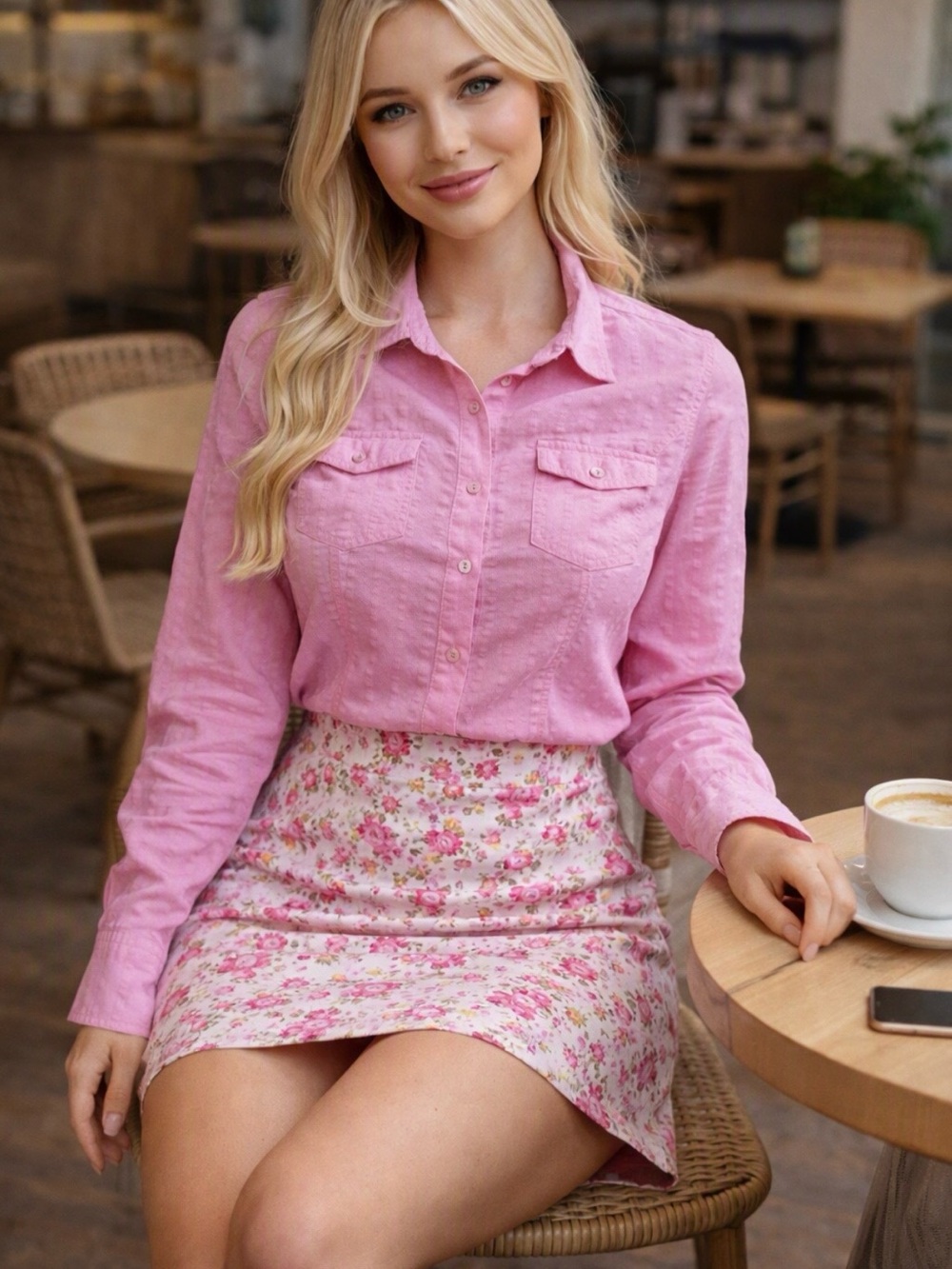 Floral Pink shirt - Chic Women's Summer Skirt